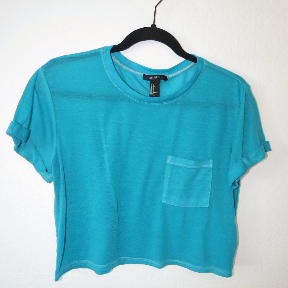Teal Crop Top with pocket